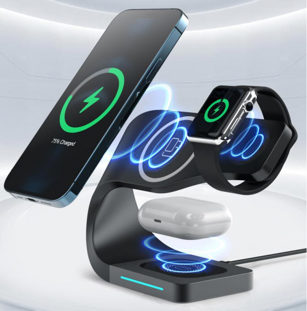 4 in 1 Multi-function Wireless Charger for iPhone iWatch AirPods 15W Quick Charge Desktop Magnetic Charger - Image 3