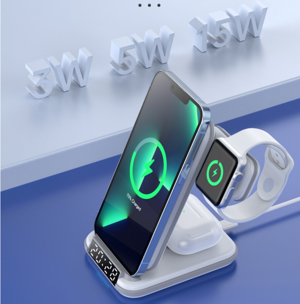 4 in 1 Wireless Charger Stand Desktop Alarm Clock MagSafe Charger for iPhone 13 14 15 16 - Image 4