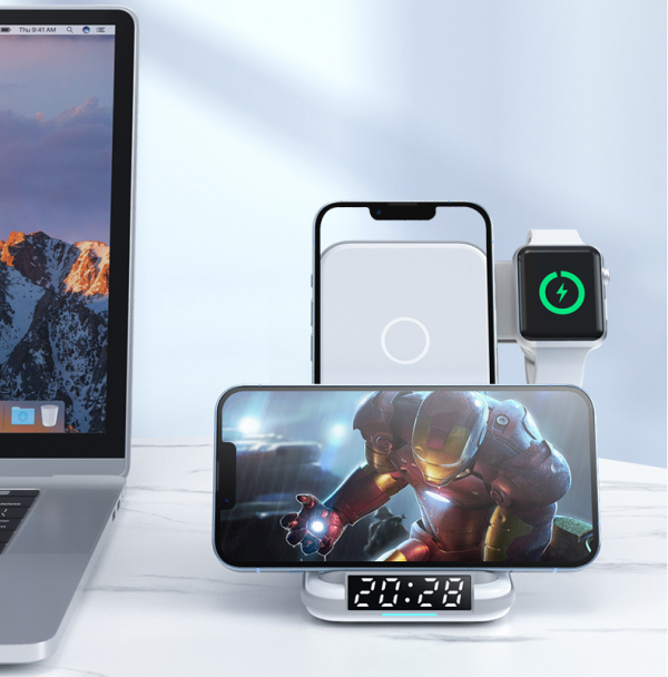 4 in 1 Wireless Charger Stand Desktop Alarm Clock MagSafe Charger for iPhone 13 14 15 16 - Image 5