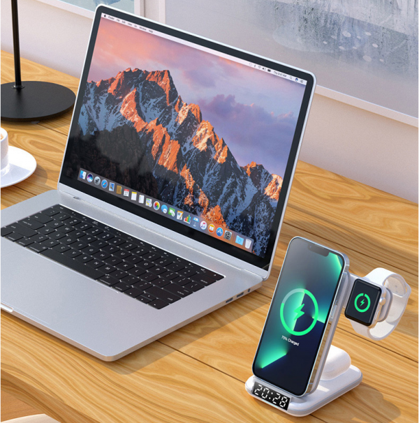 4 in 1 Wireless Charger Stand Desktop Alarm Clock MagSafe Charger for iPhone 13 14 15 16 - Image 6