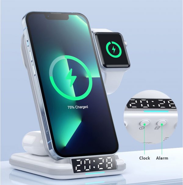 4 in 1 Wireless Charger Stand Desktop Alarm Clock MagSafe Charger for iPhone 13 14 15 16 - Image 2