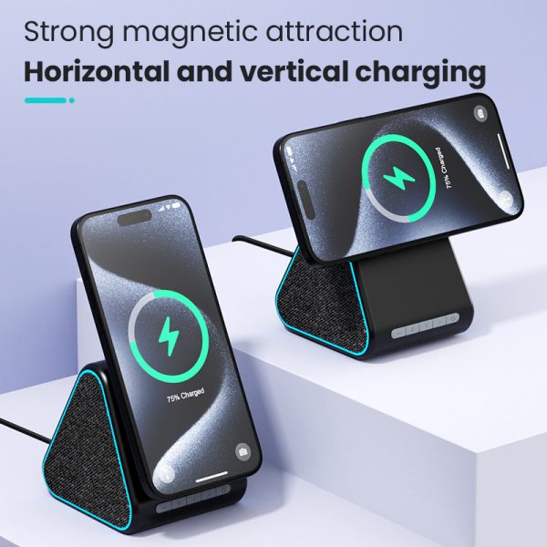 15W MagSafe Wireless Charging Stand with Blluetooth Speaker for Mobile Phone - Image 3