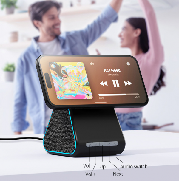 15W MagSafe Wireless Charging Stand with Blluetooth Speaker for Mobile Phone - Image 4