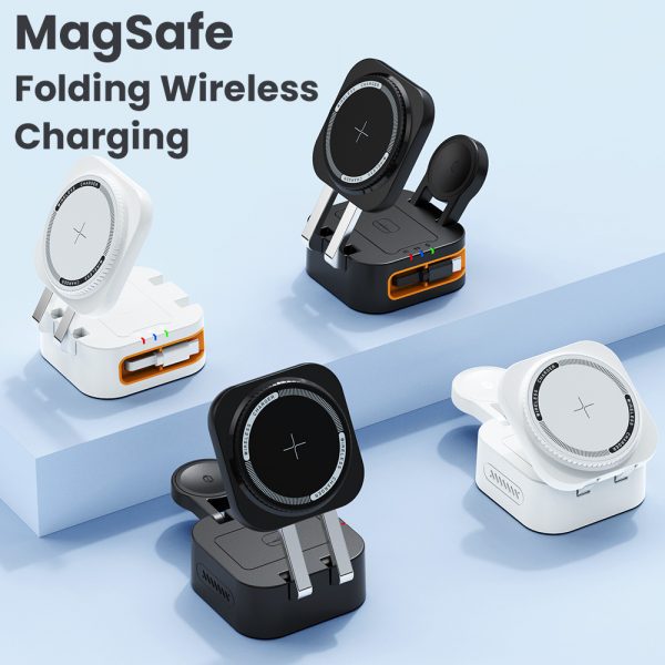 Built-in Cable 3-in-1 Folding MagSafe Wireless Charger with LED Indicator for iPhone iWatch AirPods - Image 3