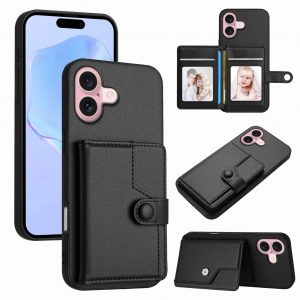 Card Holder Buttons Leather Case