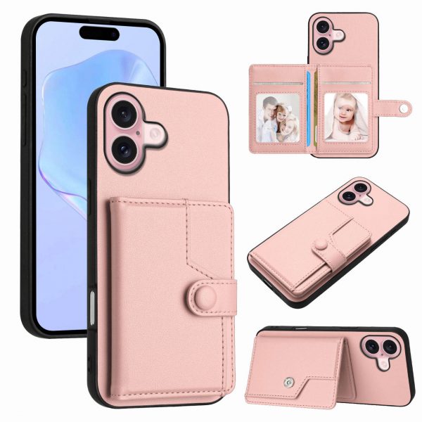 Card Holder Buttons Multifunctional Mobile Phone Case for iPhone 11 12 13 14 15 16E Pro Max Leather Case - Image 2