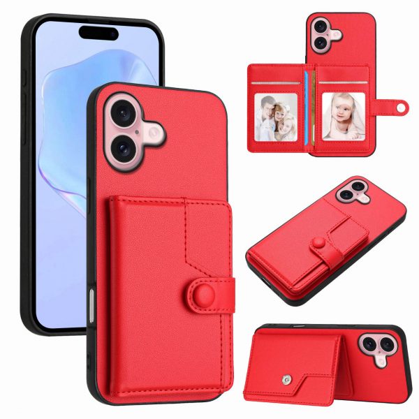 Card Holder Buttons Multifunctional Mobile Phone Case for iPhone 11 12 13 14 15 16E Pro Max Leather Case - Image 3