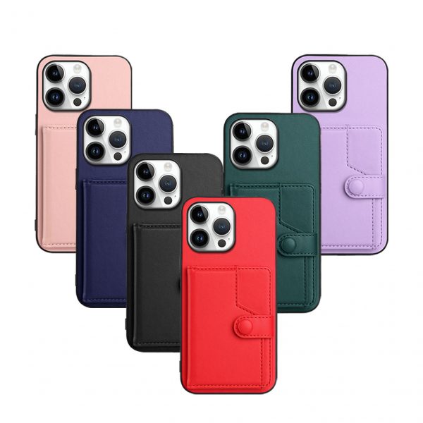 Card Holder Buttons Multifunctional Mobile Phone Case for iPhone 11 12 13 14 15 16E Pro Max Leather Case - Image 7