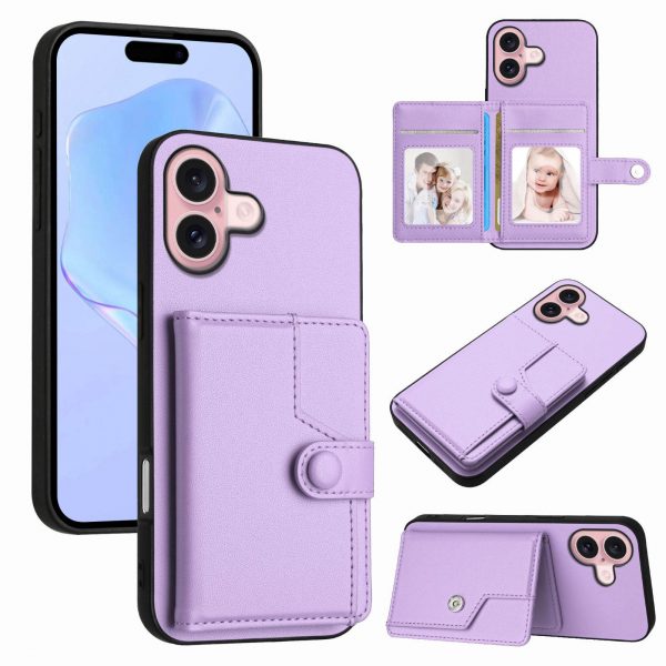 Card Holder Buttons Multifunctional Mobile Phone Case for iPhone 11 12 13 14 15 16E Pro Max Leather Case - Image 4