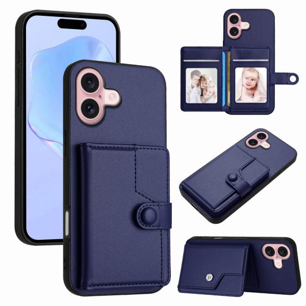 Card Holder Buttons Multifunctional Mobile Phone Case for iPhone 11 12 13 14 15 16E Pro Max Leather Case - Image 5