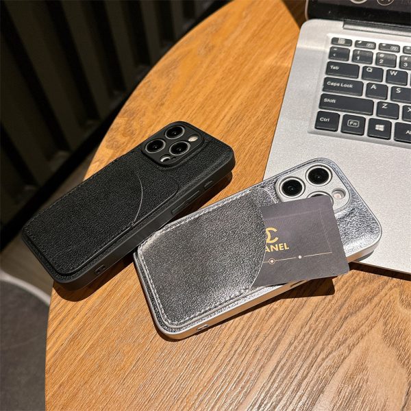 Plain Leather Card Slot Phone Case for iPhone 16 Samsung S24 S25 Anti-scratch Anti-fall Cover - Image 5