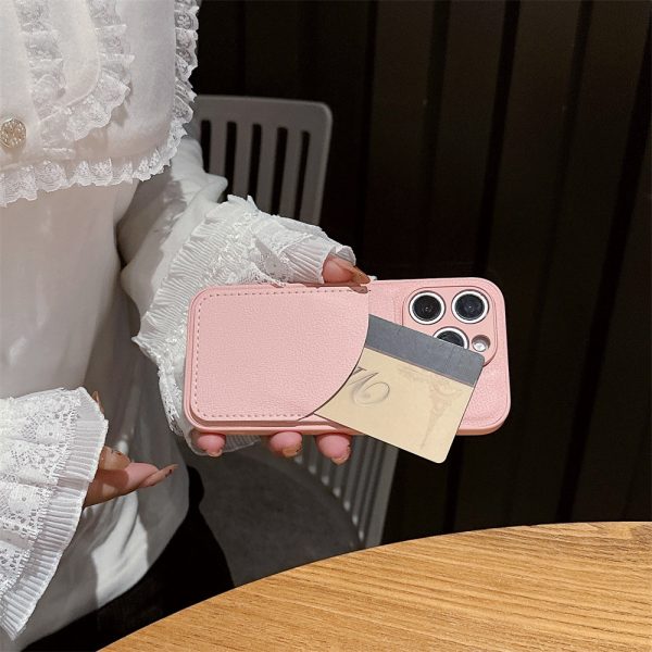 Plain Leather Card Slot Phone Case for iPhone 16 Samsung S24 S25 Anti-scratch Anti-fall Cover - Image 4