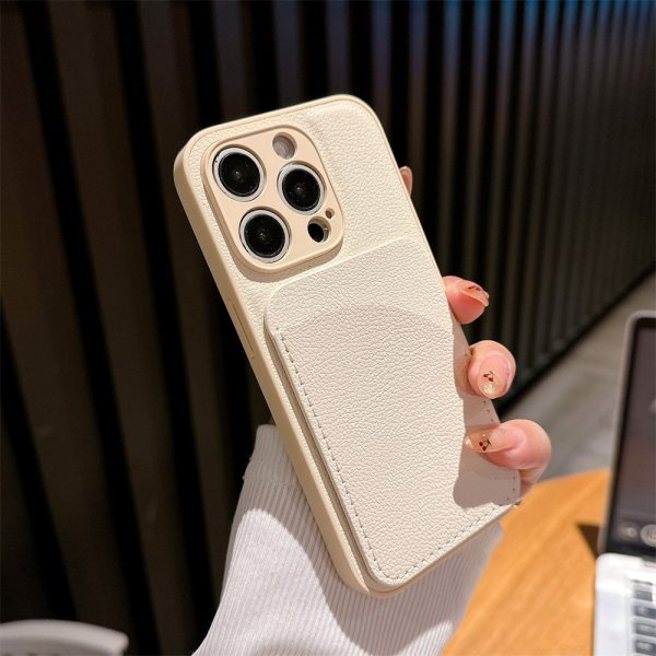Plain Leather Card Slot Phone Case for iPhone 16 Samsung S24 S25 Anti-scratch Anti-fall Cover - Image 3