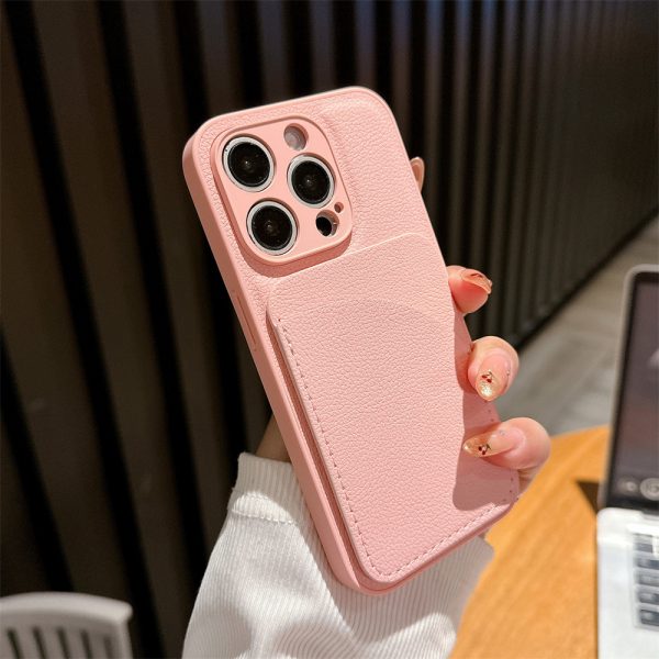 Plain Leather Card Slot Phone Case for iPhone 16 Samsung S24 S25 Anti-scratch Anti-fall Cover - Image 2