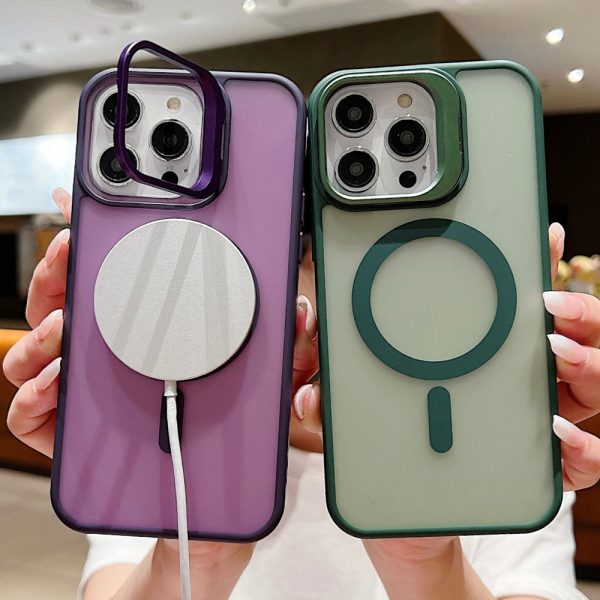 Hardware Lens Bracket MagSafe Case for iPhone 13 14 Drop-resistant Skin Feel Matte Case