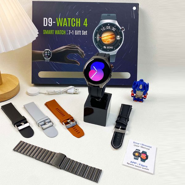 D9 Watch 4 Round Screen 1.52 inch Bluetooth Calling Health Monitoring Multi-sport Mode Smart Watch 7+1 Gift Set - Image 2