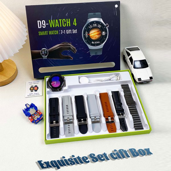 D9 Watch 4 Round Screen 1.52 inch Bluetooth Calling Health Monitoring Multi-sport Mode Smart Watch 7+1 Gift Set - Image 5