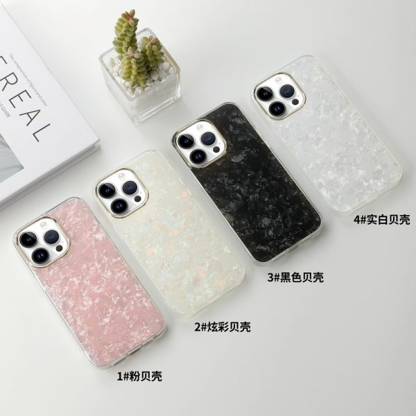 Electroplated Seashell Texture Cell Phone Case for Apple iPhone 11 to 16 Pro Max Solid Color Anti-fall Cover - Image 5