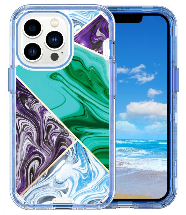 for iPhone 16 Mobile Phone Case Electroplating Marble PC TPU IMD 3 in 1 Phone Cover - Image 9