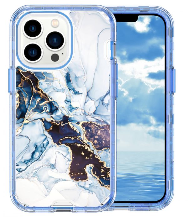 for iPhone 16 Mobile Phone Case Electroplating Marble PC TPU IMD 3 in 1 Phone Cover - Image 12