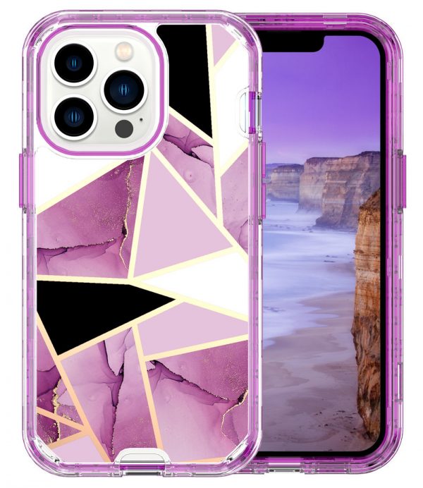 for iPhone 16 Mobile Phone Case Electroplating Marble PC TPU IMD 3 in 1 Phone Cover - Image 7