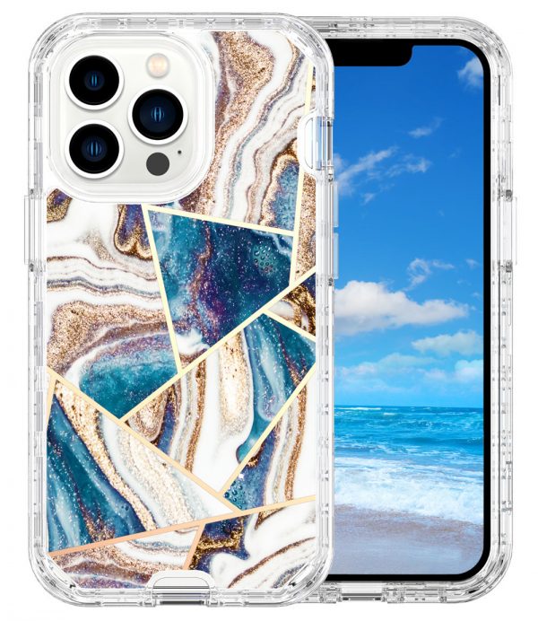 for iPhone 16 Mobile Phone Case Electroplating Marble PC TPU IMD 3 in 1 Phone Cover - Image 6