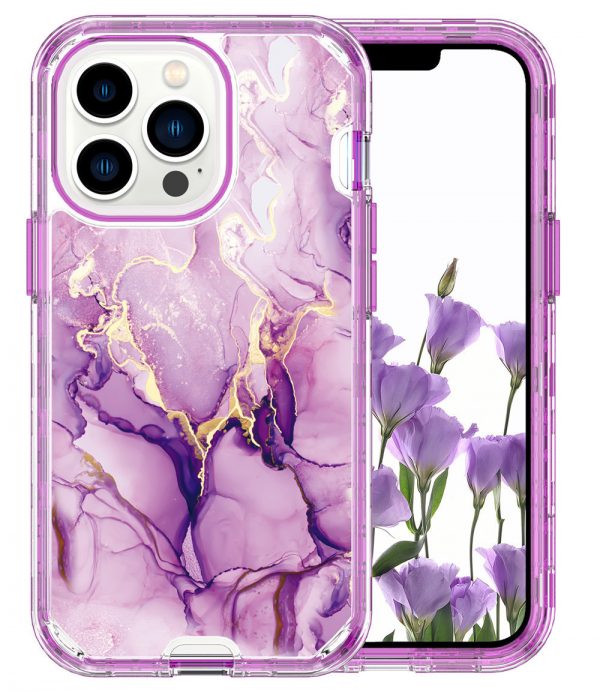 for iPhone 16 Mobile Phone Case Electroplating Marble PC TPU IMD 3 in 1 Phone Cover - Image 3