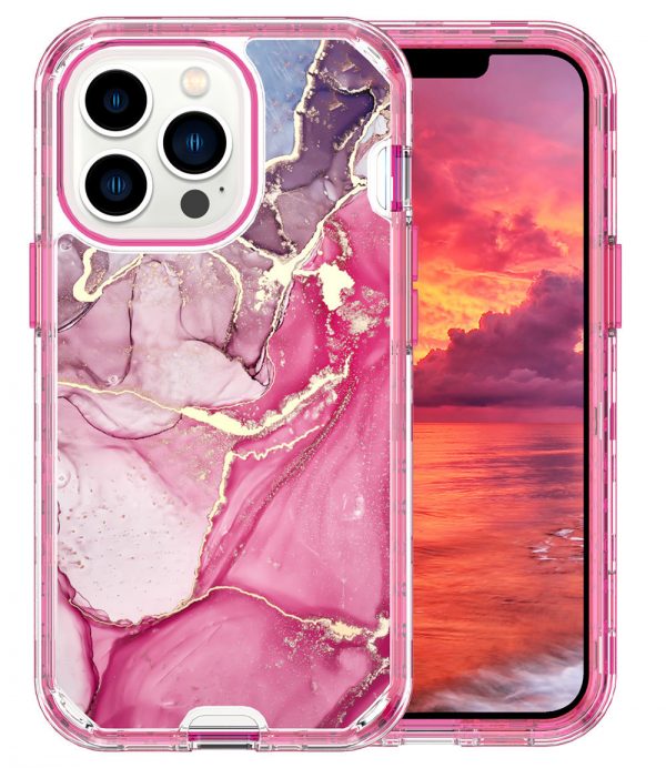 for iPhone 16 Mobile Phone Case Electroplating Marble PC TPU IMD 3 in 1 Phone Cover - Image 4