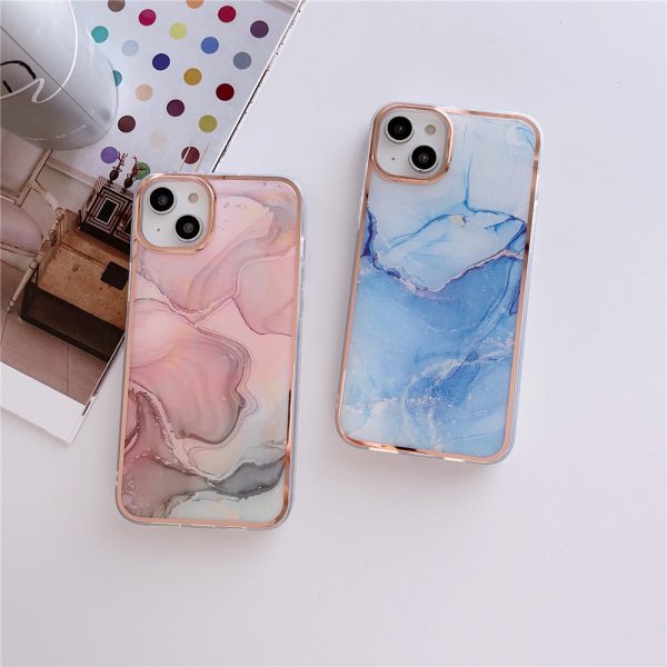 for iPhone 16 Electroplating Marble Cover for Apple iPhone 14 15 PC+TPU Phone Case - Image 4