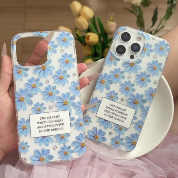 Double Layer Printed Flower Phone Case for iPhone 15 16 Pro Max Small Fresh Floral TPU PC Cover - Image 7