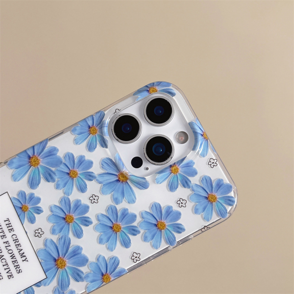Double Layer Printed Flower Phone Case for iPhone 15 16 Pro Max Small Fresh Floral TPU PC Cover - Image 3