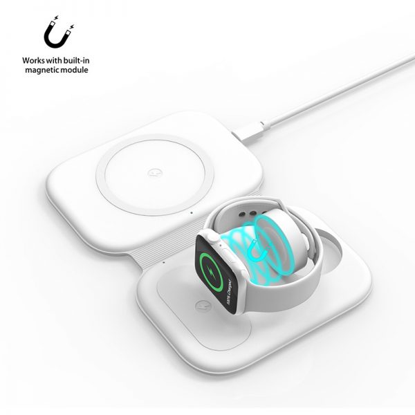 Fast Charge 3 in 1 MagSafe Wireless Charger for iPhone iWatch AirPods Earphone Folding Wireless Charger - Image 6