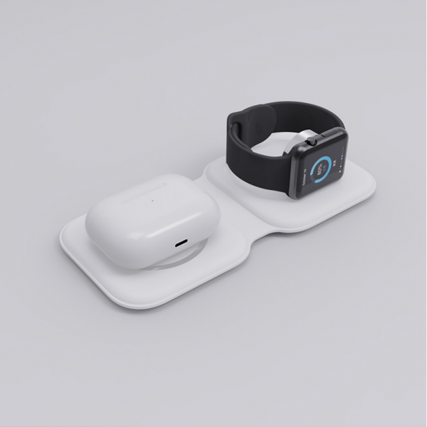 3-in-1 Folding Wireless Charger Pad for Mobile Phone iPhone Watch AirPods Headphones Charging - Image 2
