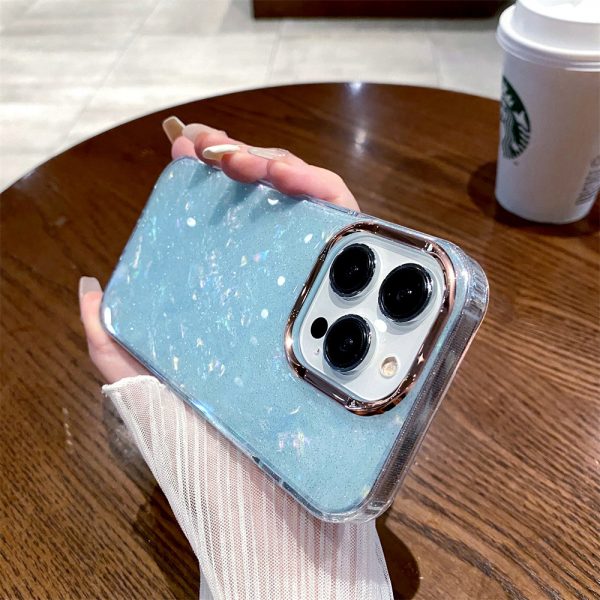 Conch Pattern Glitter Plating Phone Case for iPhone 16 15 Shockproof Anti-fall TPU Case - Image 2