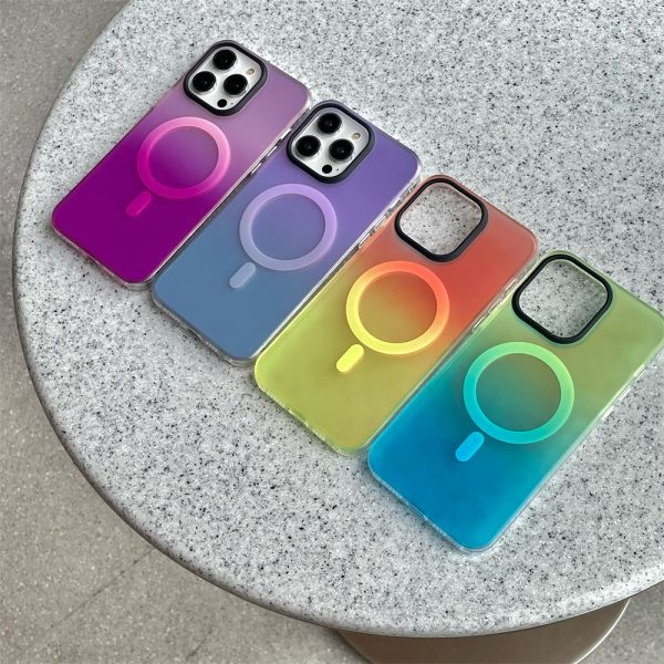 Colorful Matte Gradient Laser Mobile Phone Case for iPhone 11 12 13 14 15 16 Pro Max Protective Case - Image 3