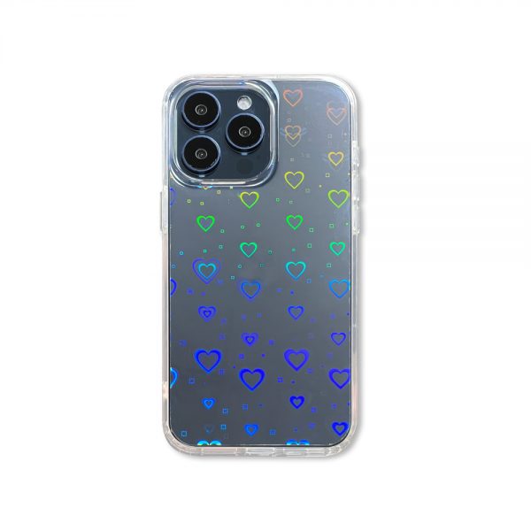 Transparent Laser Heart Love Phone Case for iPhone 15 16 Samsung A14 A15 A34 A52 A53 A54 Google 8 8A 8 Pro 9 Pro