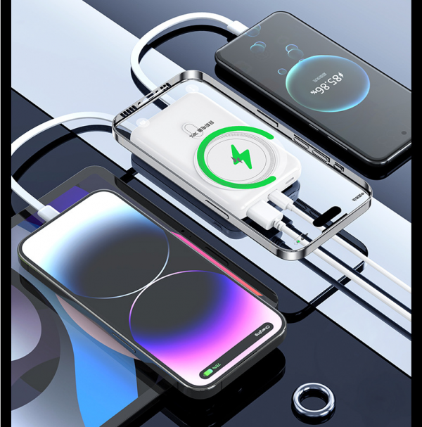 22.5W Super Fast Charging Built-cable Type-C Lightning Magnetic Wireless Charging Power Bank with Stand Power Digital Display - Image 3