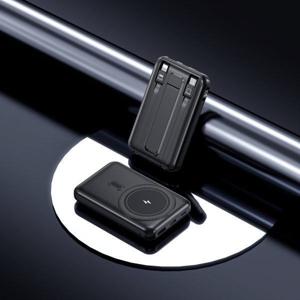 22.5W Super Fast Charging Built-cable Type-C Lightning Magnetic Wireless Charging Power Bank with Stand Power Digital Display - Image 5