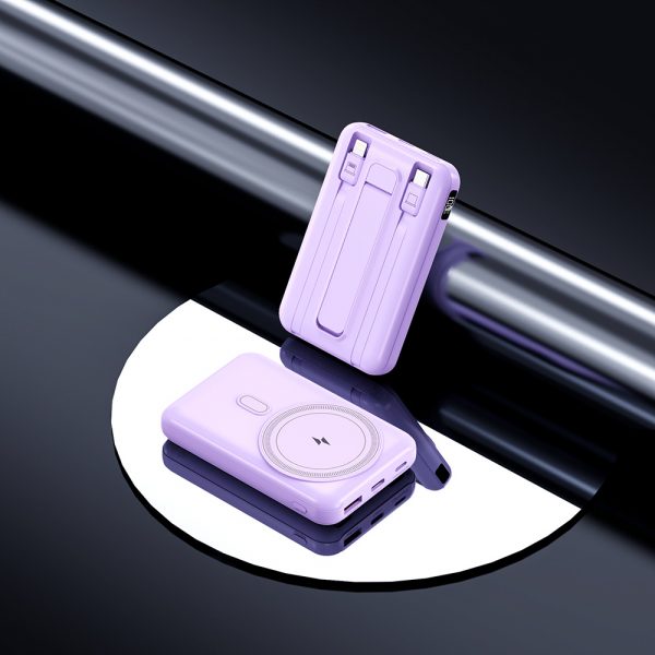 22.5W Super Fast Charging Built-cable Type-C Lightning Magnetic Wireless Charging Power Bank with Stand Power Digital Display - Image 6