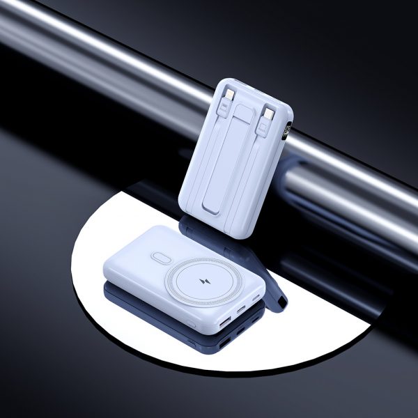22.5W Super Fast Charging Built-cable Type-C Lightning Magnetic Wireless Charging Power Bank with Stand Power Digital Display - Image 7
