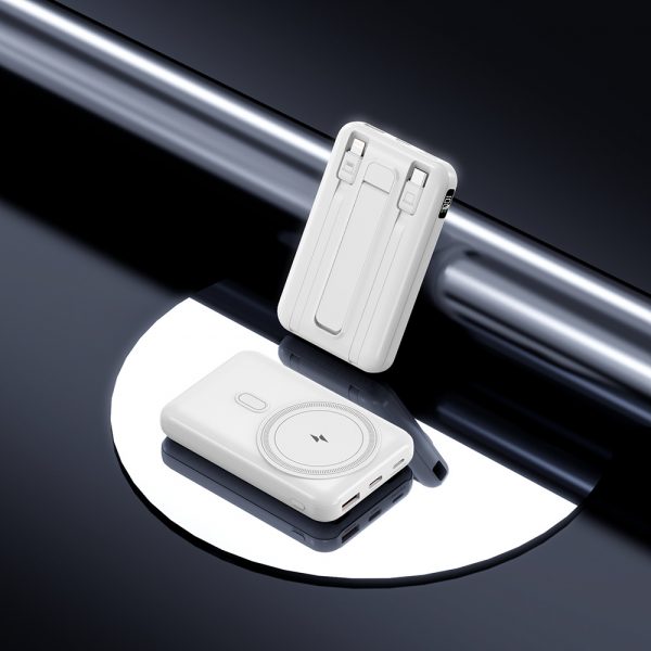 22.5W Super Fast Charging Built-cable Type-C Lightning Magnetic Wireless Charging Power Bank with Stand Power Digital Display - Image 4