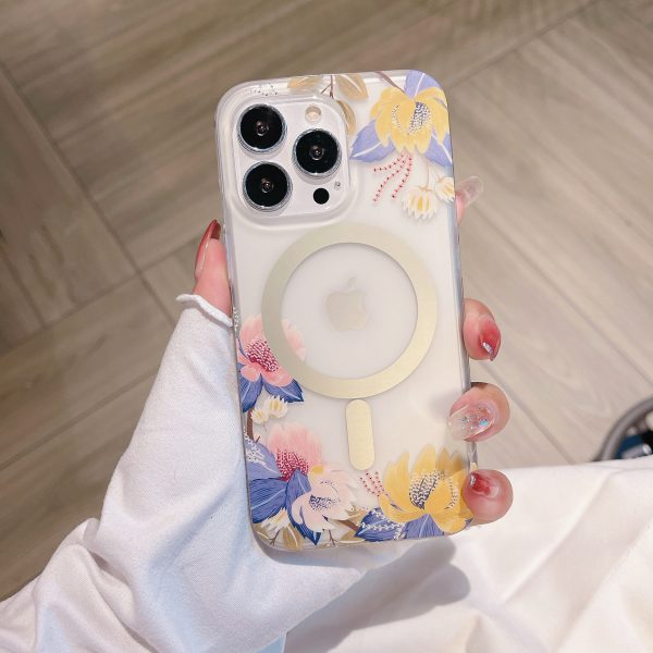 for iPhone 16 Pro Max Transparent Matte MagSafe Case for iPhone 12 13 14 15 Flower Printing Case - Image 4