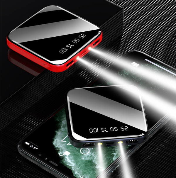 Gift 10000mAh Mini Full Mirror Digital Display Power Bank with LED Light and Bracket for Mobile Phone - Image 2