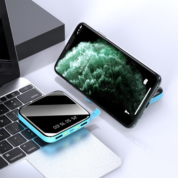 Gift 10000mAh Mini Full Mirror Digital Display Power Bank with LED Light and Bracket for Mobile Phone - Image 3