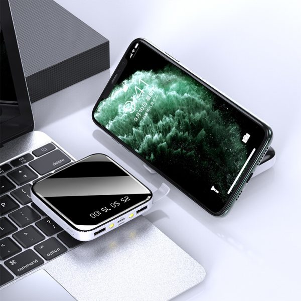 Gift 10000mAh Mini Full Mirror Digital Display Power Bank with LED Light and Bracket for Mobile Phone - Image 5
