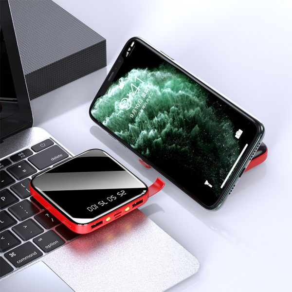Gift 10000mAh Mini Full Mirror Digital Display Power Bank with LED Light and Bracket for Mobile Phone - Image 7