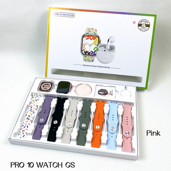 PRO 10 WATCH GS 8+2 Sets Watch + Earphone + Case + Glass + Wireless Charger + 8 Straps for iPhone Samsung - Image 3