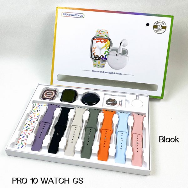 PRO 10 WATCH GS 8+2 Sets Watch + Earphone + Case + Glass + Wireless Charger + 8 Straps for iPhone Samsung - Image 2