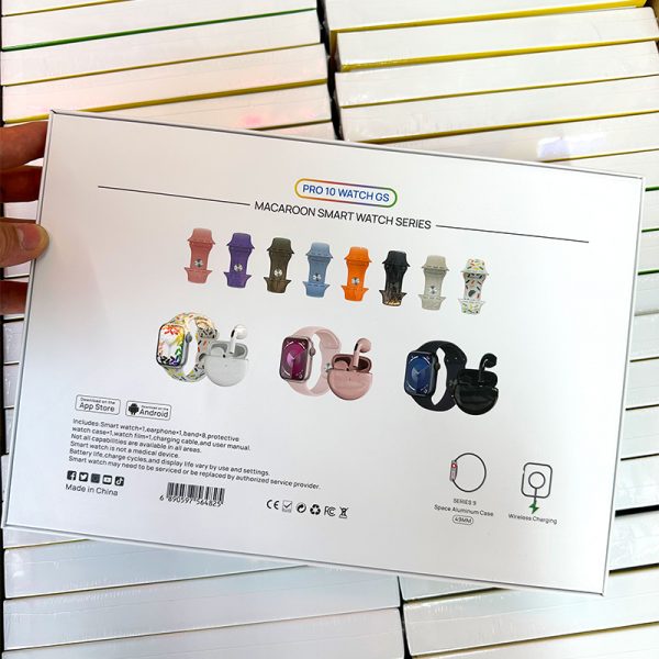 PRO 10 WATCH GS 8+2 Sets Watch + Earphone + Case + Glass + Wireless Charger + 8 Straps for iPhone Samsung - Image 5