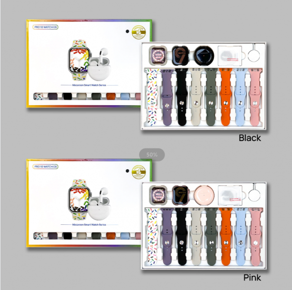 PRO 10 WATCH GS 8+2 Sets Watch + Earphone + Case + Glass + Wireless Charger + 8 Straps for iPhone Samsung - Image 6